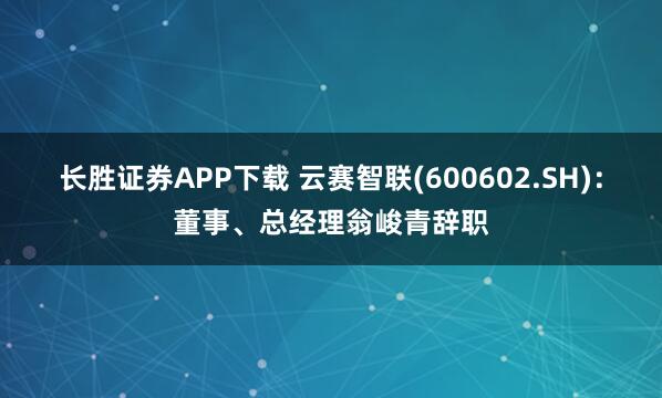 长胜证券APP下载 云赛智联(600602.SH):董事、总经理翁峻青辞职